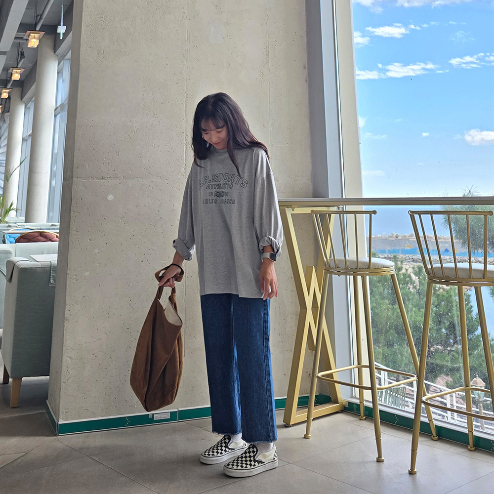 가을 일자핏청바지 키작녀청바지 컷팅 투버튼 데님 여성 크롭진 - 상세 이미지 3