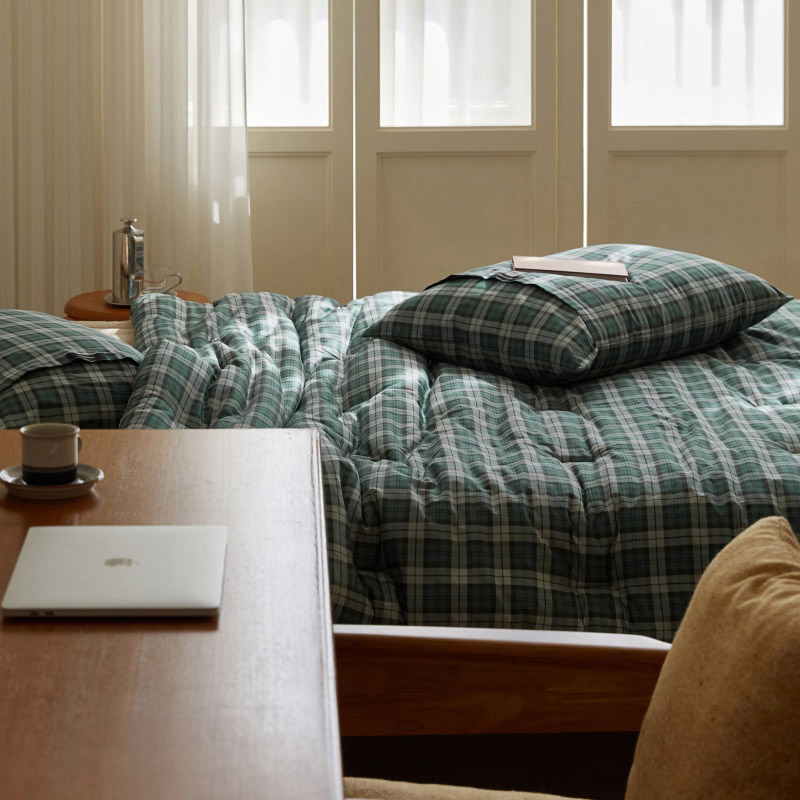 마틸라 노튼클래식 순면 체크 항균 옥수수솜 차렵 이불 베개세트 SS