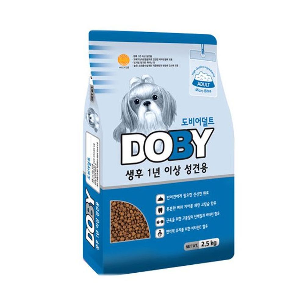 애견 사료 도비 어덜트 2.5kg 1P 강아지 건식 성견 본상품 - 상품 이미지