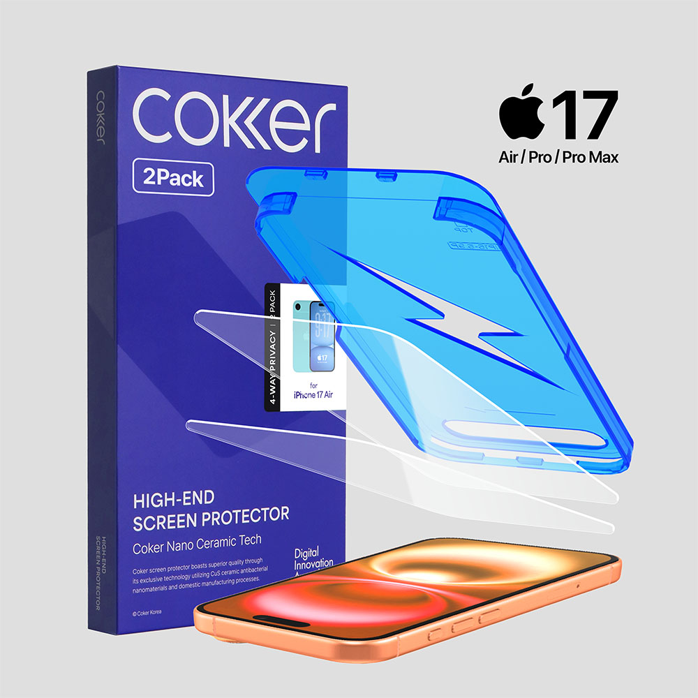 코커 원터치 강화유리 이지핏 풀커버 액정보호필름 아이폰17 프로 맥스, 2매입