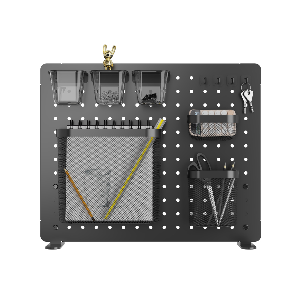 루나랩 타공판 책상 페그보드 수납 거치대 정리함 클램프 파티션 오거나이저 L 바스켓 블랙 이미지 4