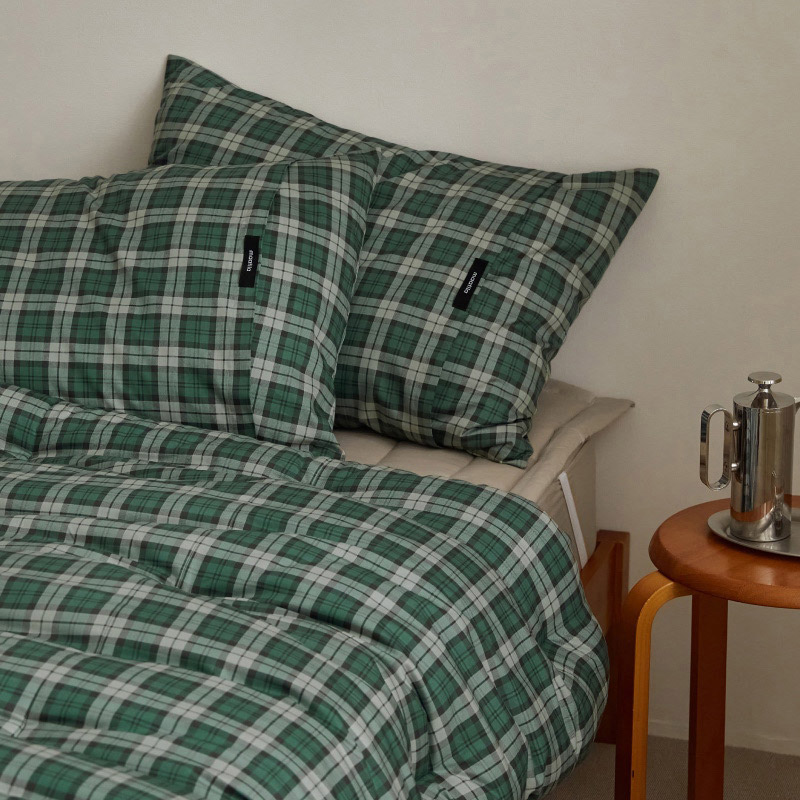 마틸라 노튼클래식 순면 체크 항균 옥수수솜 차렵 이불 베개세트 SS