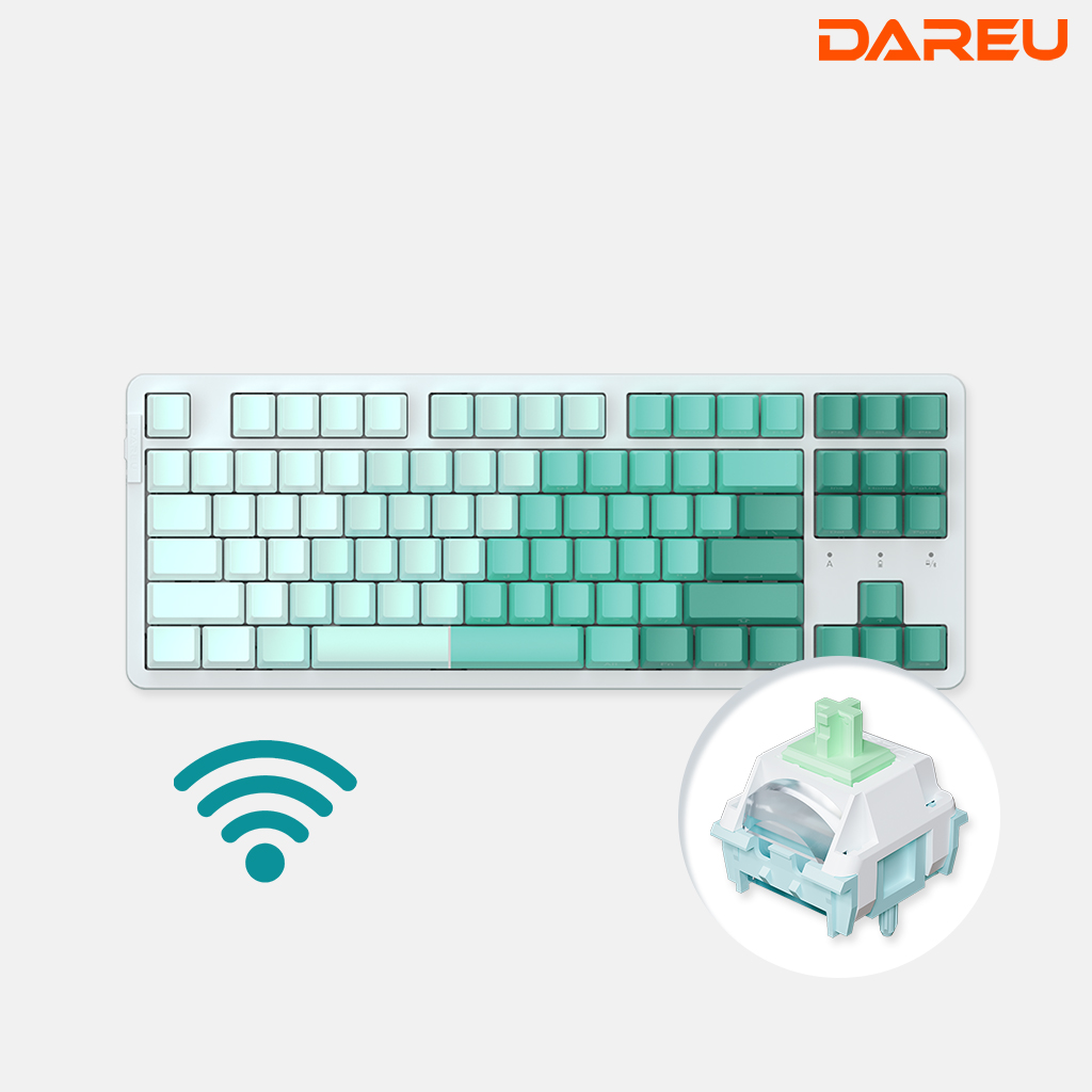 다얼유 EK87PRO 유 무선 기계식 키보드 텐키리스 민트, 클라우드축