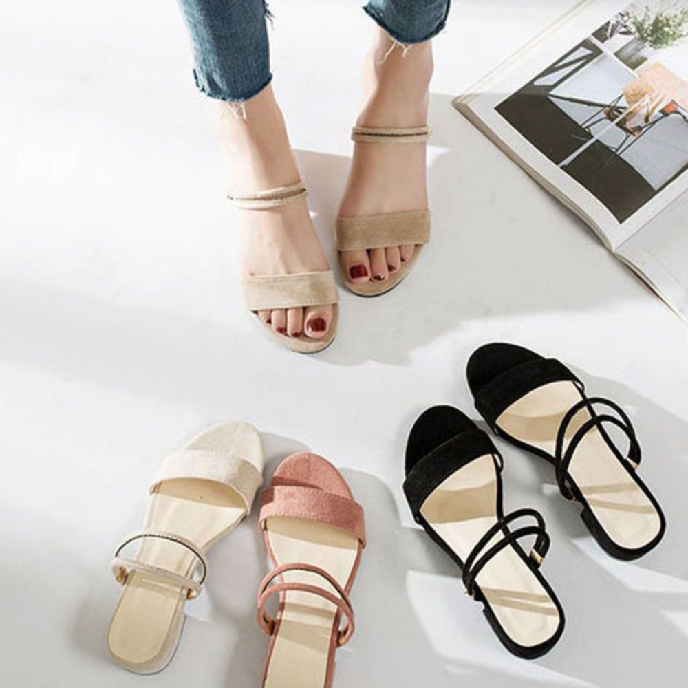 청키힐 여성 여름 패션 샌들 스타일 스웨이드 스트랩