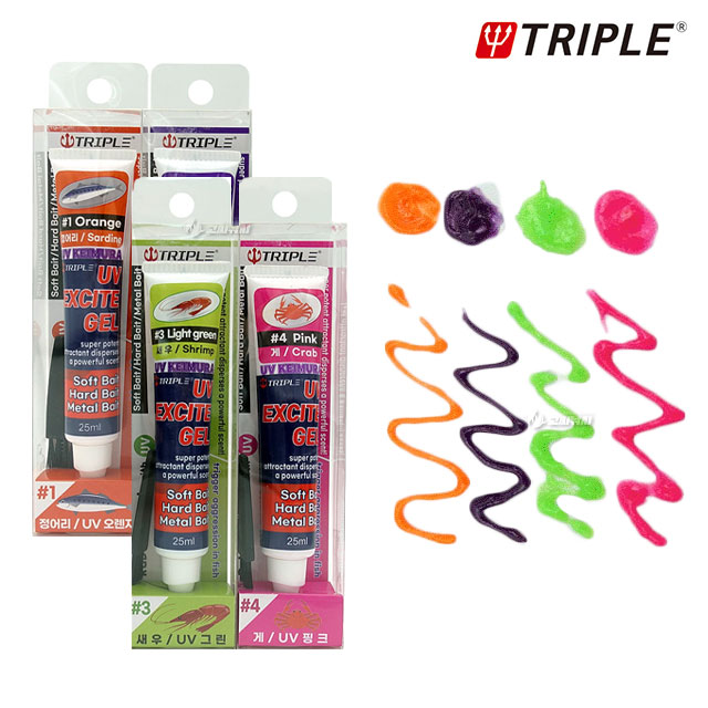 트리플 UV 집어제 익사이트 젤 25ml 바르는 유인제 바다 민물 브러쉬 포함