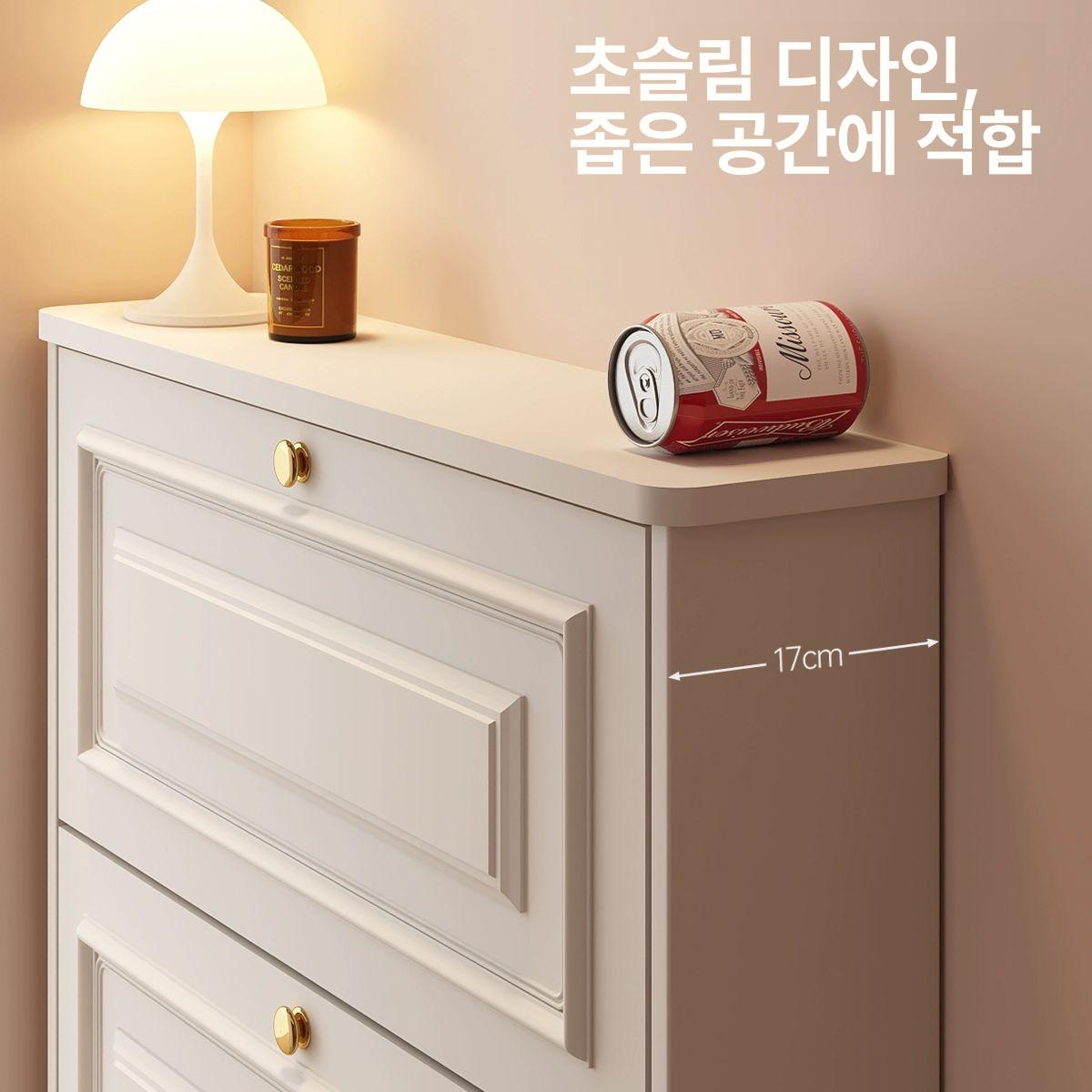 초슬림신발장 현관 신발 원룸 캐비닛 틈새 좁은 수납장 현관신발장 틈새수납 좁은수납장 밀크화이트 여섯 100x24x120cm 방문 설치 - 상세 이미지 2