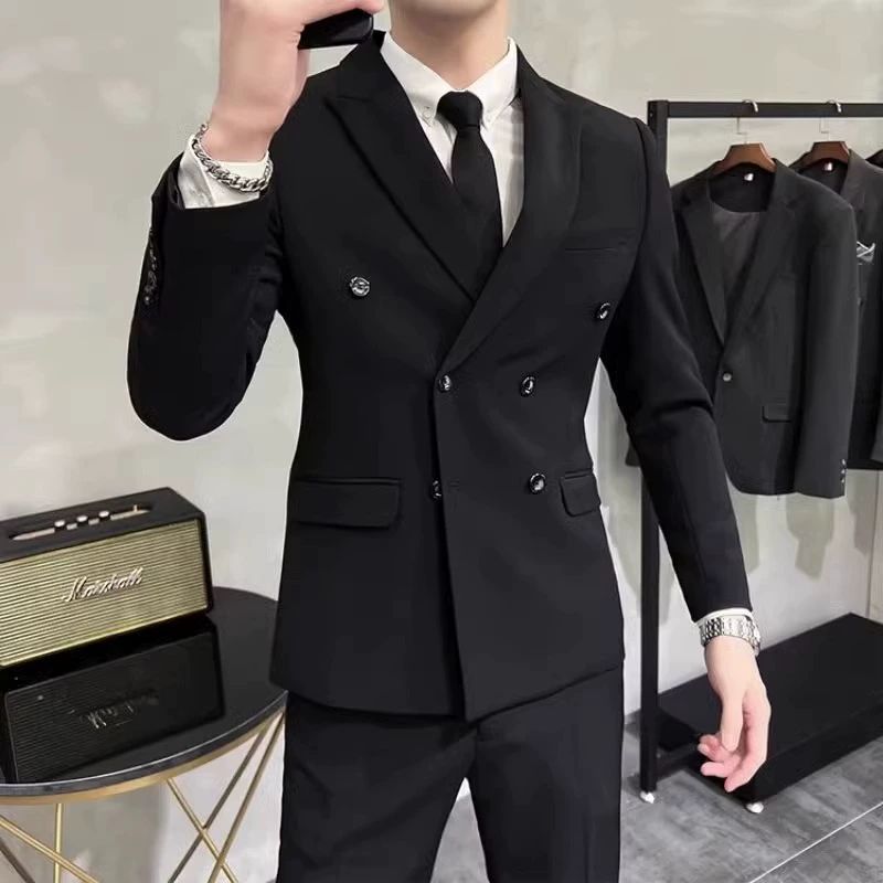 더블 마이 남성 블레이저코디 간절기 브레스트 블레이저 남성자켓 재킷 남성정장 검은색 정장 M - 상세 이미지 4