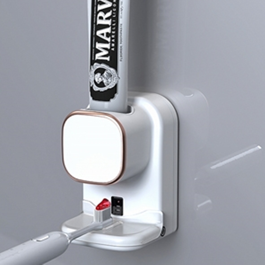 자동 치약디스펜서 치약짜개 벽걸이 부착형 무타공 전동 정리 꽂이 원터치 1세대 화이트