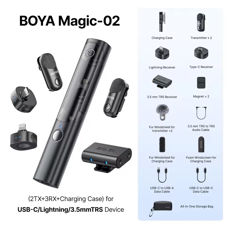 BOYA Magic 2채널 AI 노이즈 캔슬링 무선마이크 올인원 키트 - 상세 이미지 5