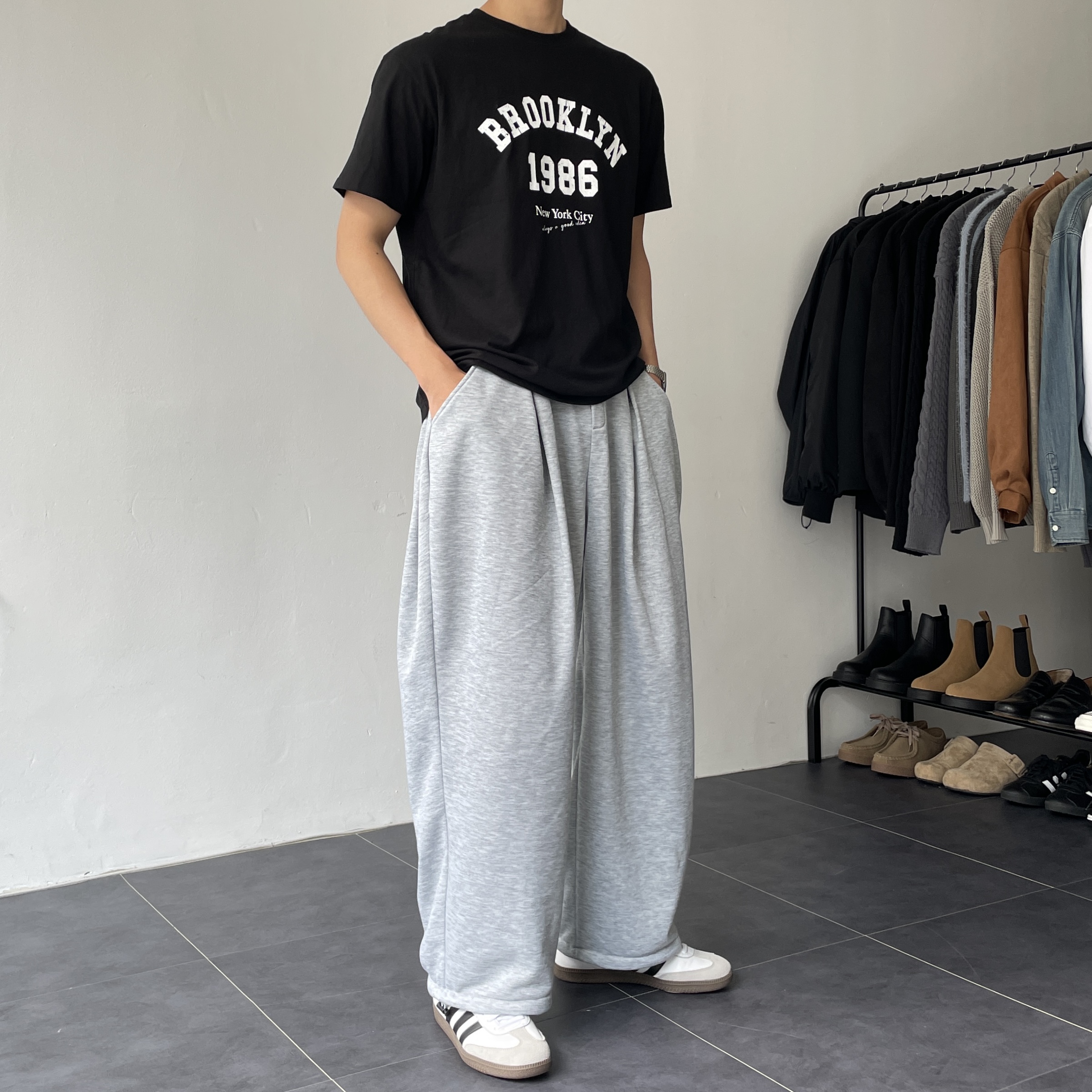 1+1 남자와이드팬츠 스웻팬츠 남자편한바지 - 상세 이미지 3