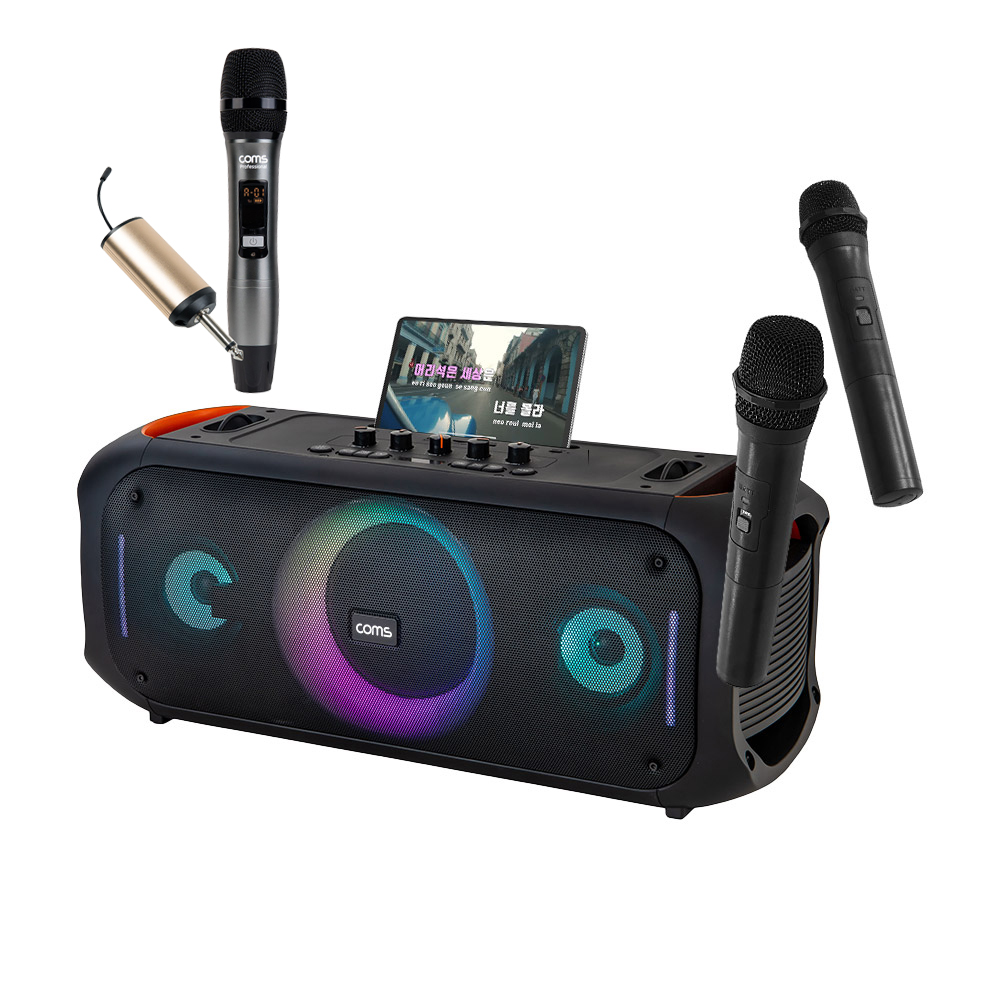 이동식 앰프 블루투스 업소용 버스킹 스피커+마이크 COM808PBS3