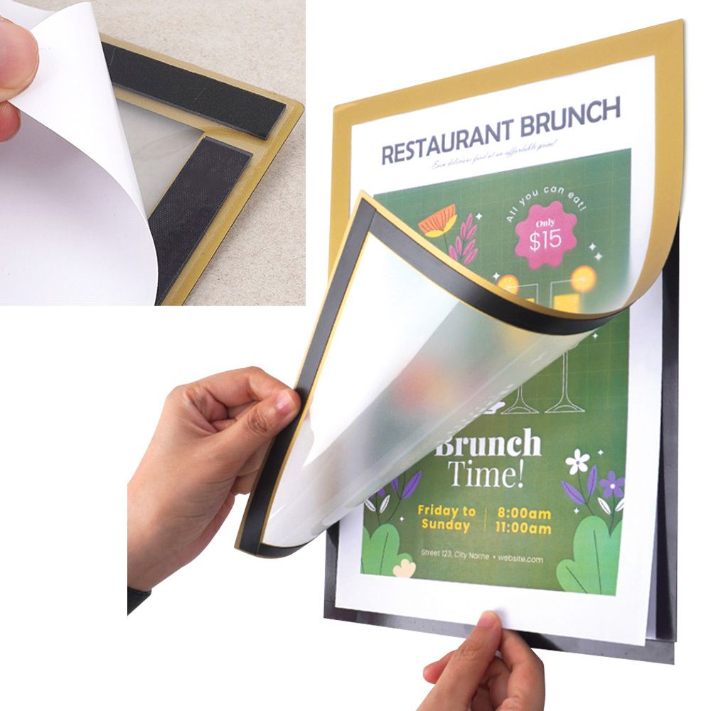 A4 자석프레임 PVC 금색 자석액자 게시물 홍보 광고