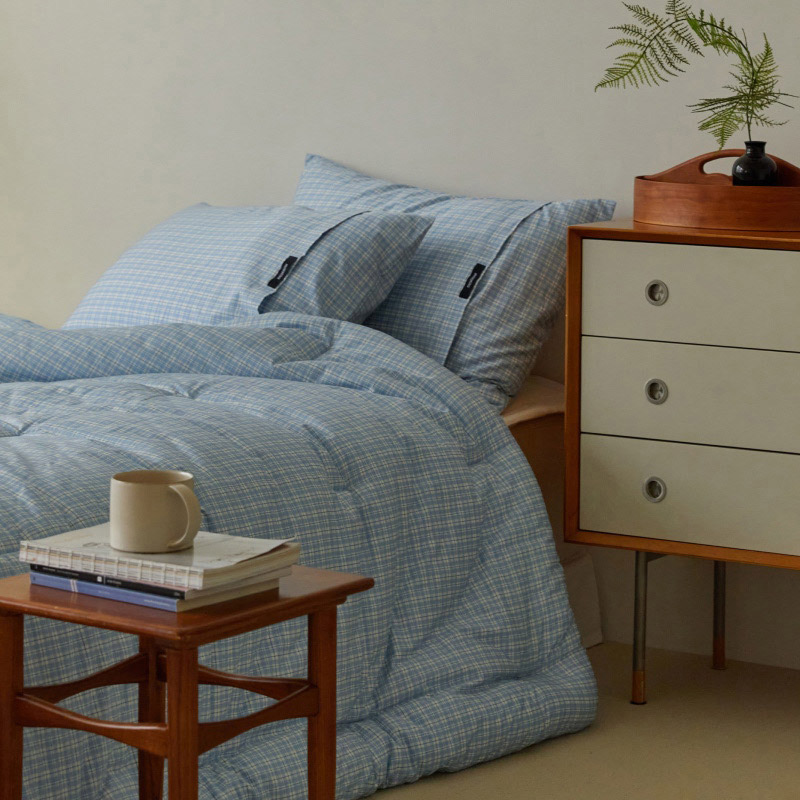 마틸라 노튼클래식 순면 체크 항균 옥수수솜 차렵 이불 베개세트 SS