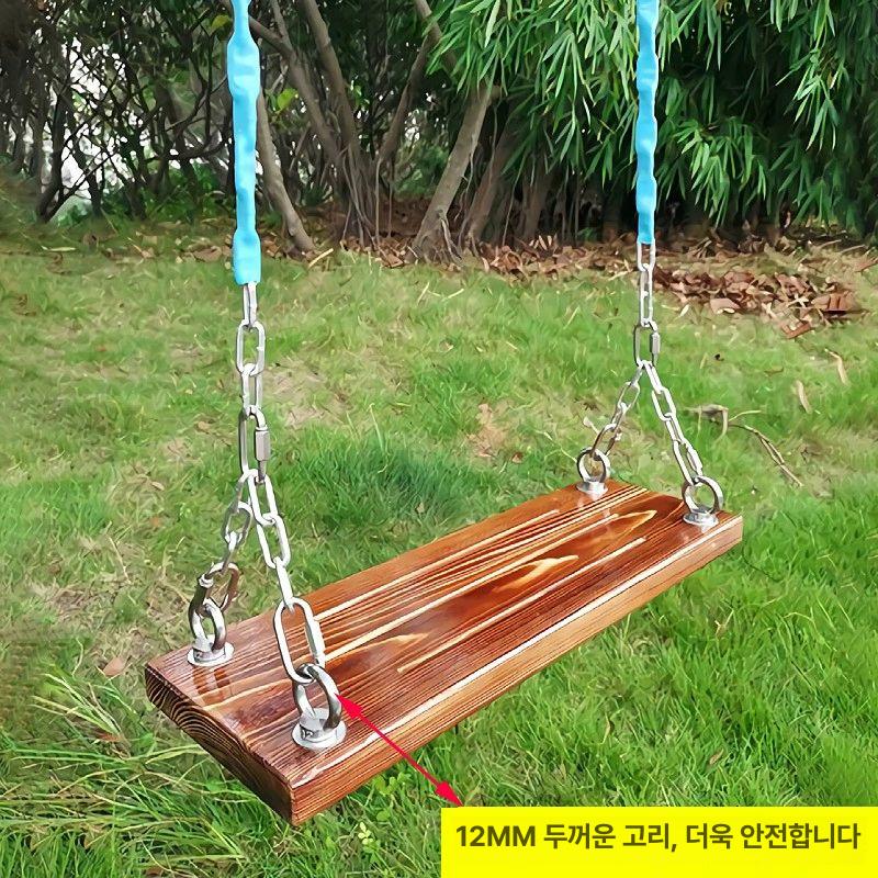 그네줄 우드 좌석 철봉 야외용 야외그네 놀이터 단단한 그네의자 야외의자 정원그네 나무그네 탄화목 50x20 부속품 2m 2개 A - 상세 이미지 2