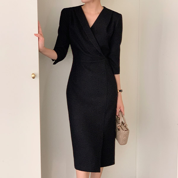 파르페 루보 랩 셔링 트위드 롱 원피스 op16178