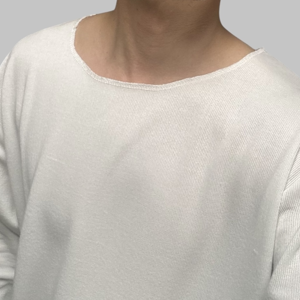 비침없는 흰티 목 넓은 긴팔 무지티 그런지룩 - 상세 이미지 5