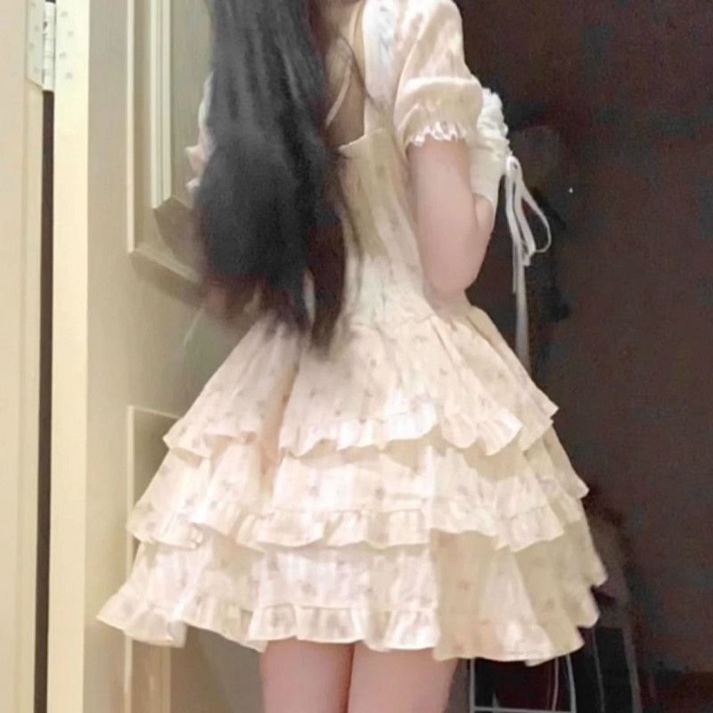 여성 여름 퍼프 슬리브 드레스 우아한 비치원피스 바캉스 휴양지룩 편안한 착용감 스타일리시한 디자인 데일리룩 - 상세 이미지 5