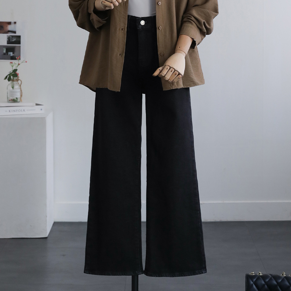 [재진행/정상가 41600] 리브헨 기모버전 겨울 속기모 앞포켓 히든밴딩  스판 세미와이드 팬츠 - 상세 이미지 4