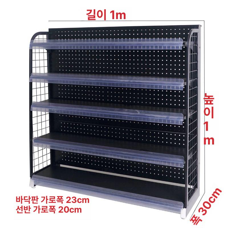 과자 진열대 편의점 철제 약국 수납 슈퍼마켓 제품 철제선반 랙철제선반 창고철제선반 슈랙 블랙 100x30X80 높이 5층 평판 - 상세 이미지 3