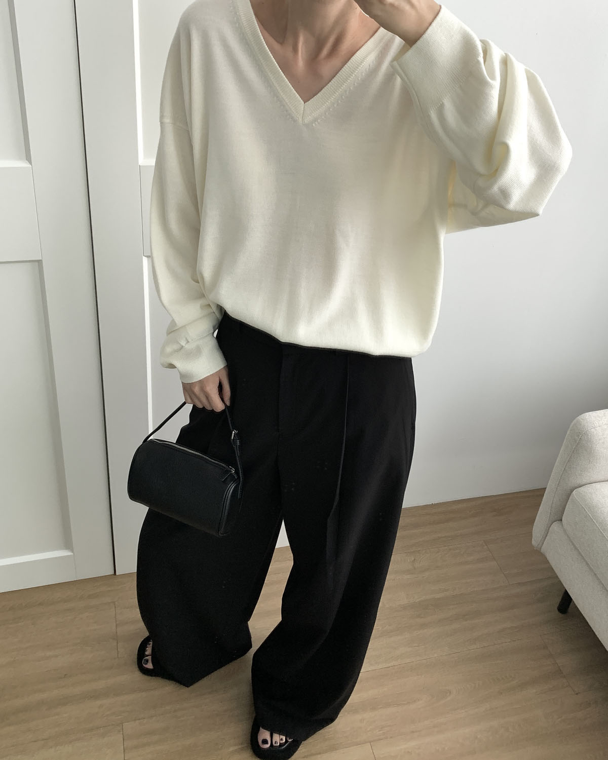 [일부당일] 아웃핏 갈라 팬츠 와이드 스판 슬랙스 (2c) - 상세 이미지 3