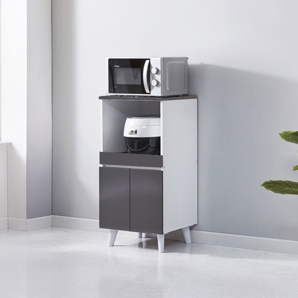 소형렌지대 밥솥장 밥솥레일 슬라이딩 선반 480x400x960, 2단, 그레이