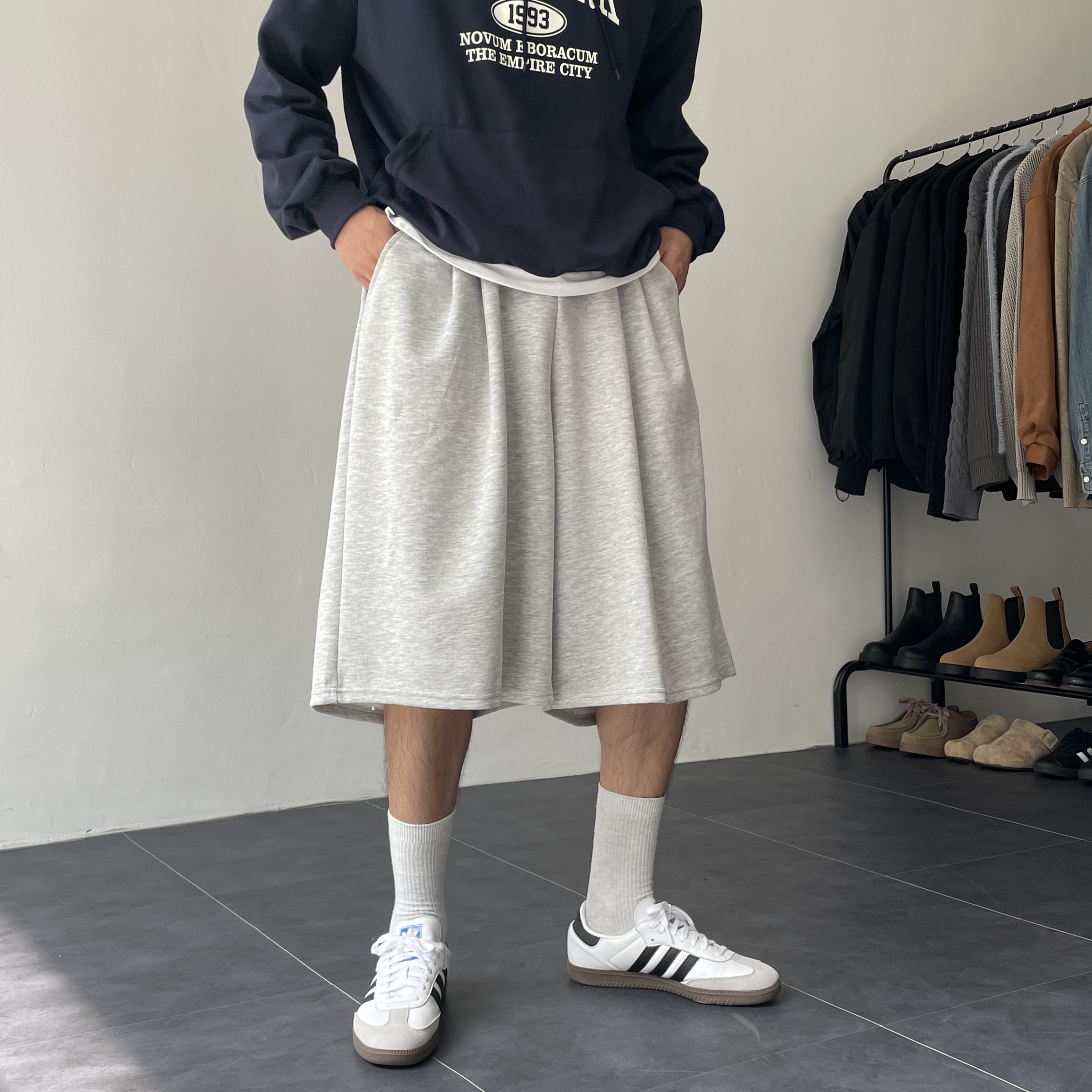 1+1 남자버뮤다팬츠 회색반바지 벌룬팬츠 7부반바지 - 상세 이미지 2