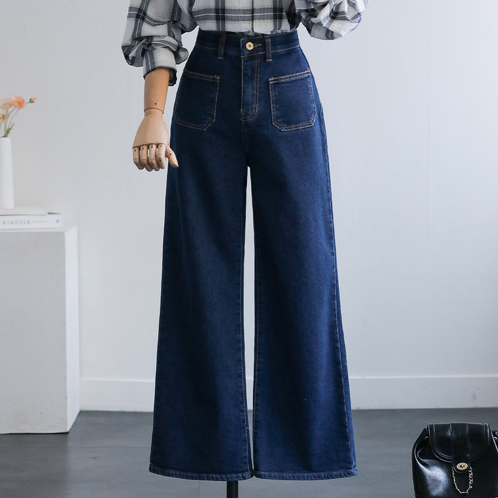 [재진행/정상가 41600] 리브헨 기모버전 겨울 속기모 앞포켓 히든밴딩  스판 세미와이드 팬츠 - 상품 이미지