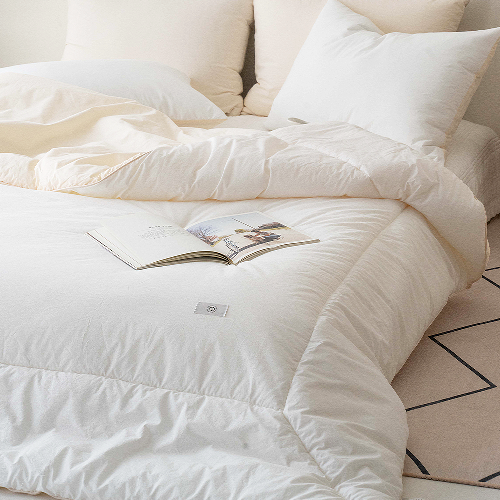 쿠에뜨 고밀도 수피마 호텔 알러지 차렵이불 코튼 100수 부드러운 무지 간절기 사계절이불