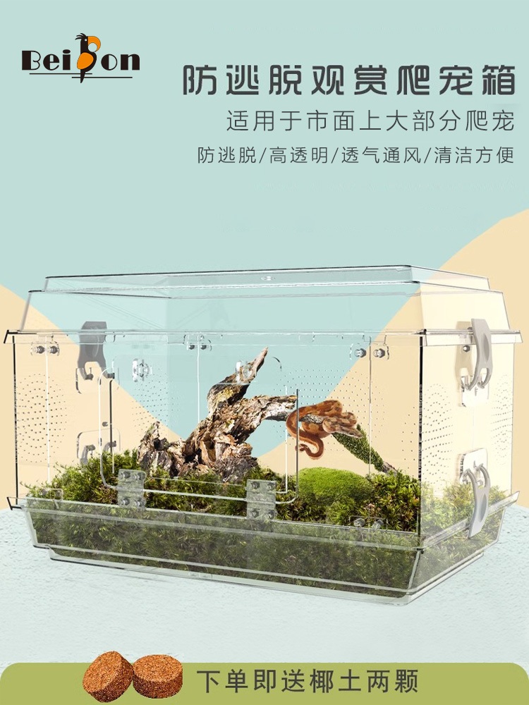 뱀 사육장 고슴도치 거북이 아크릴 육지 도마 개구리 은신처 생태 - 상세 이미지 2