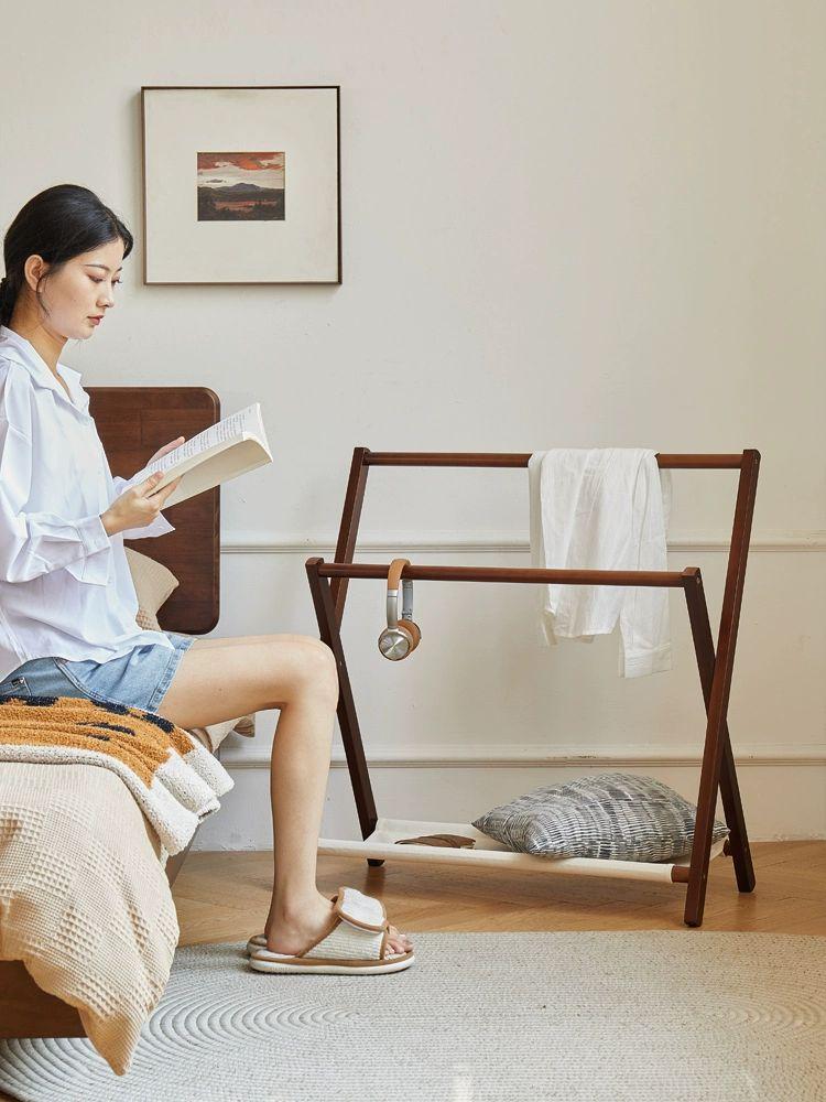 빨래건조대 건조대 원목 실내 유럽 원색 간편한 야외 인테리어 호두색 55cm 유럽산 너도밤나무 - 상세 이미지 4