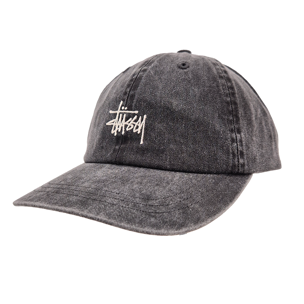 25FW 스투시 모자 로고 자수 베이직 워시드 로우 볼캡 차콜 1311163 0002