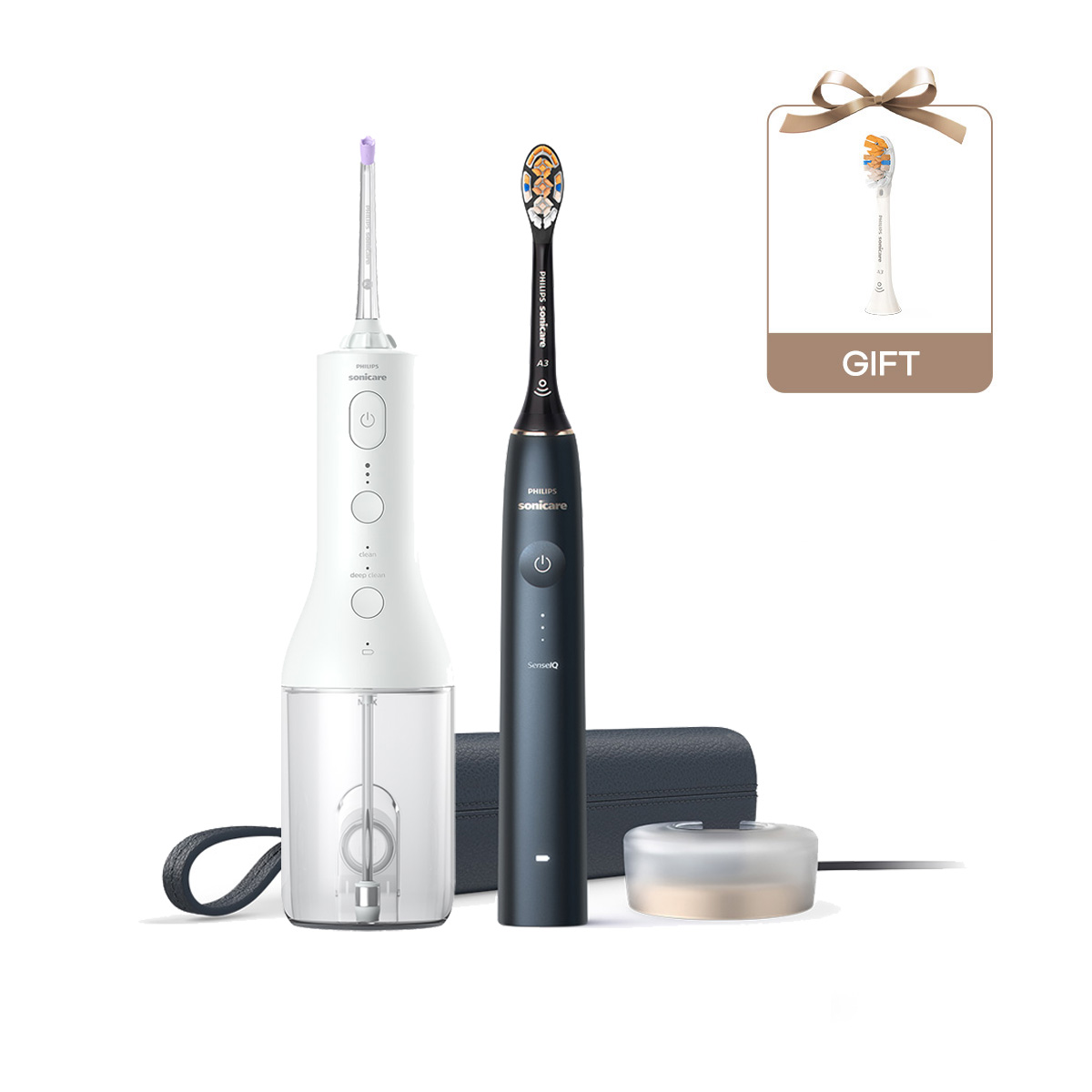 필립스 소닉케어 전동칫솔 구강세정기 세트 프레스티지 9900 미드나잇 블루/화이트