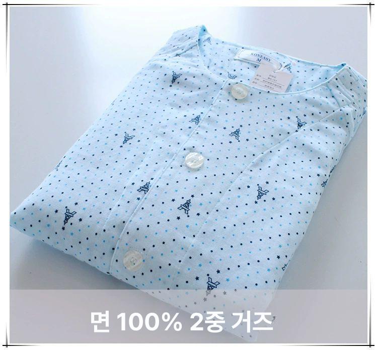 환자복 병원복 상의 요양 검진복 간호복 위생복 수술복 환자용 하의 남자다크네이비체크지퍼세트순면직물 2XL 87.5-100.0kg - 상세 이미지 4