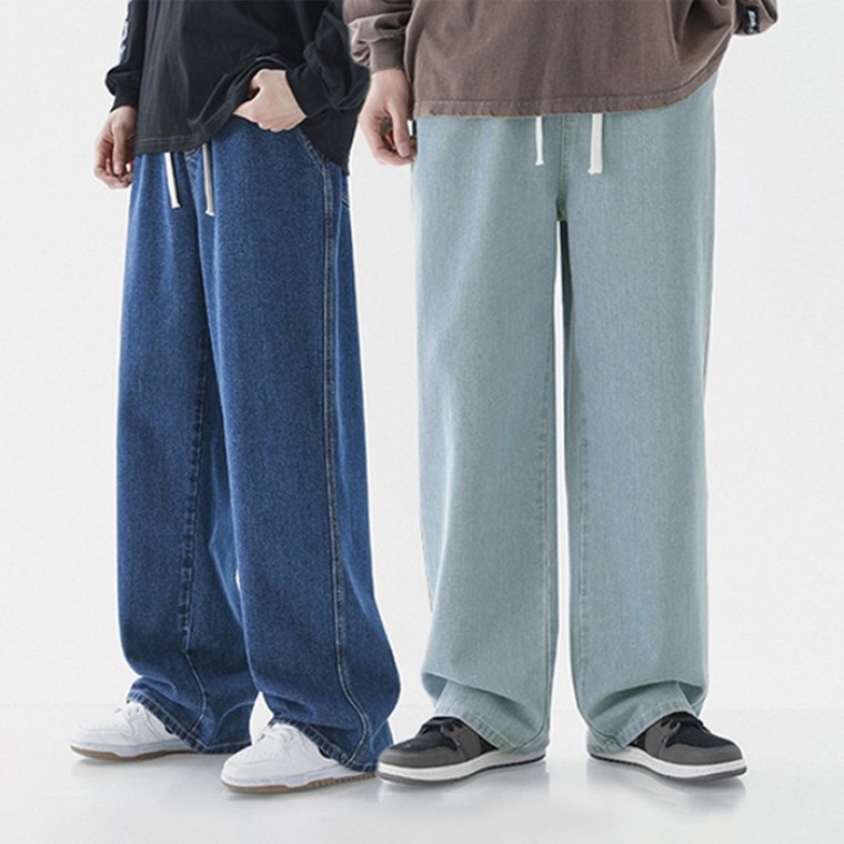 남녀공용 와이드 데님 밴딩팬츠 3color 3size / 청바지 데님바지 밴딩바지 - 상품 이미지