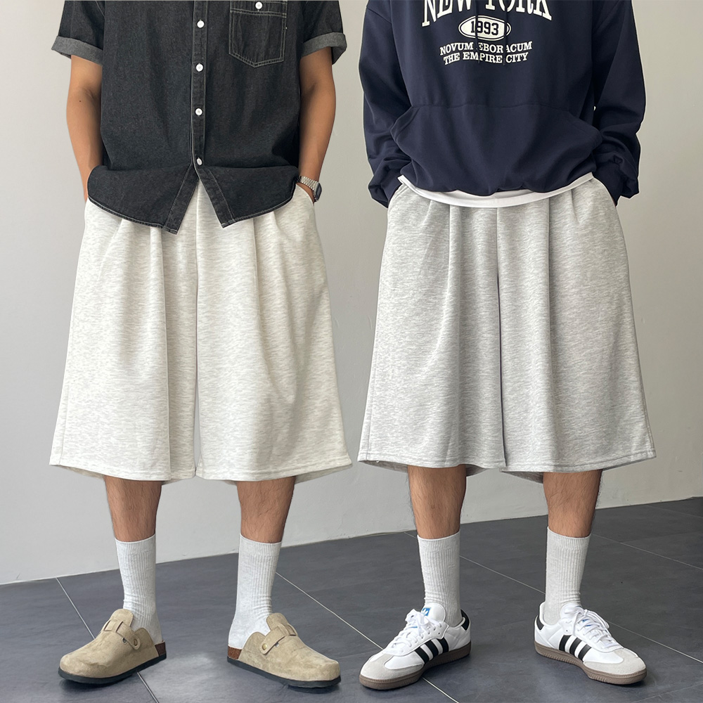 1+1 남자버뮤다팬츠 회색반바지 벌룬팬츠 7부반바지 - 상품 이미지