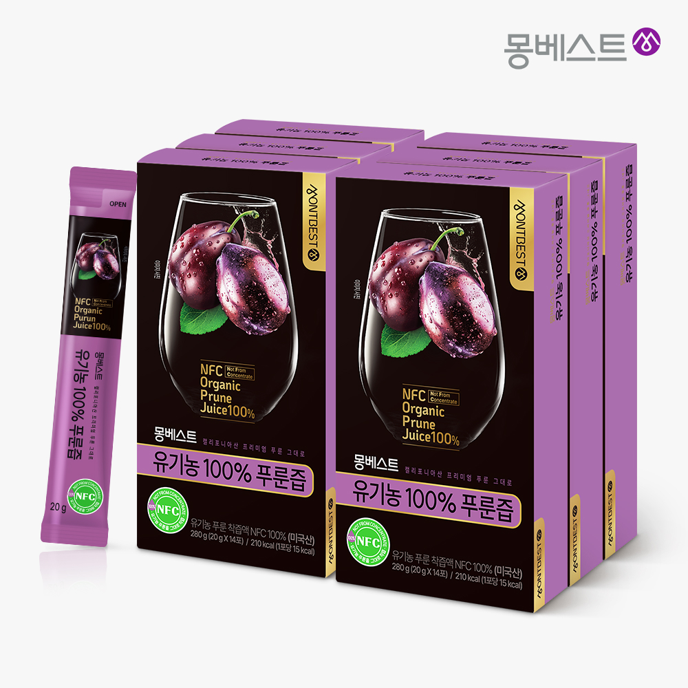 몽베스트 유기농 100% 푸룬즙 20g 14포, 6개 - 상품 이미지