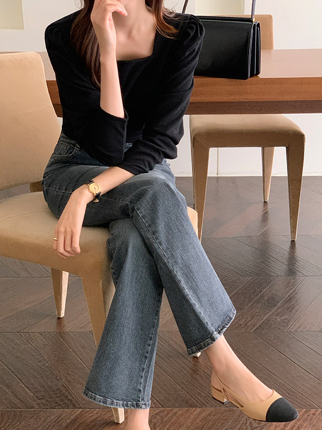 세미 부츠컷 캣브러쉬 워싱 데님 팬츠 ps5392 이미지 6