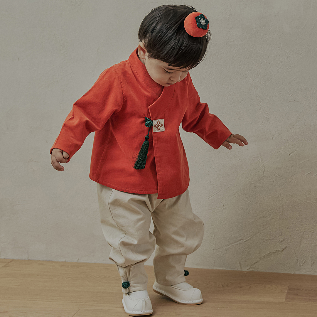 남아 백일 돌잔치 촬영의상 어린이집 단홍 한복 - 상세 이미지 2