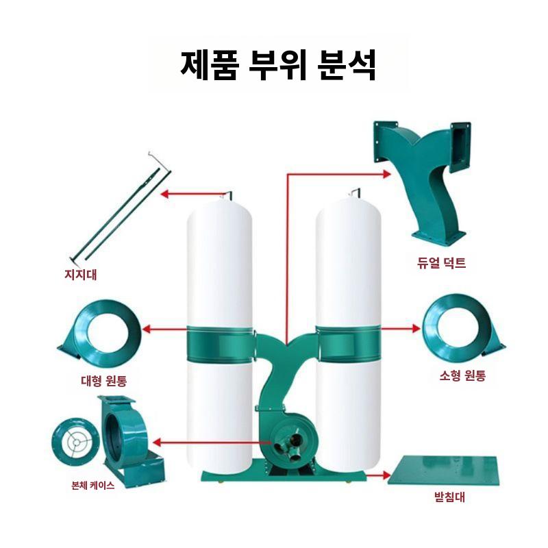 목공용 집진기 공방 분진 톱밥 흡입기 먼지 가루 흡진기 380V 2.2KW 싱글 튜브 - 상세 이미지 5