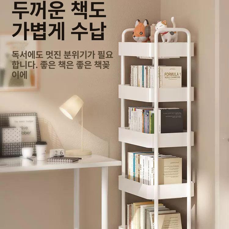 이동식 책꽂이 책장 사무실 수납함 정리함 틈새 5단책장 틈새책장 2단책장 책장5단 3단책장 5겹 보관용품 후크x4+걸이상자x2 A - 상세 이미지 4