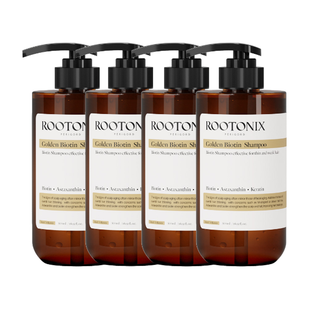 단백질 카페인 탈모 손상모발 비오틴 샴푸 골드펄, 500ml, 4개