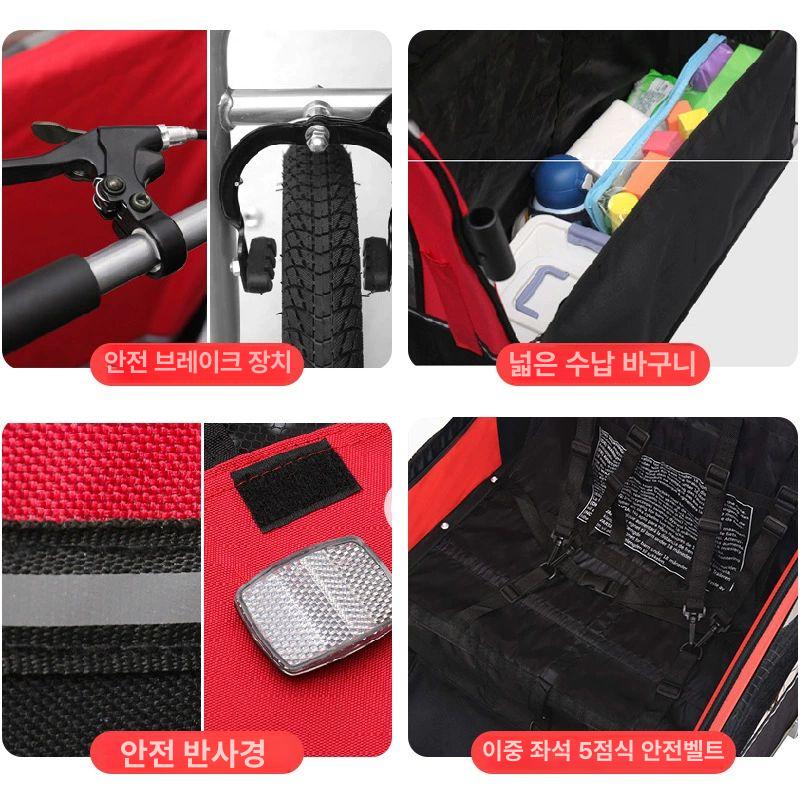 솔비에 자전거트레일러 자전거 짐 캠핑 짐수레 카트 웨건 접이식 블루 2륜트레일러 손으로밀수없음 - 상세 이미지 4