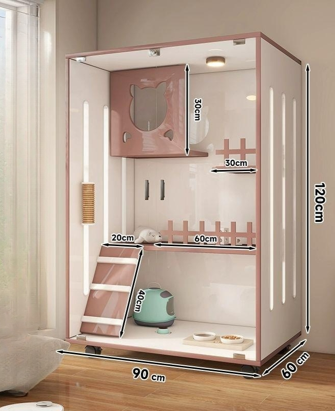 솔비에 캣티오 호텔 놀이터 하우스 별장 호화 캣타워 빌라 그린화이트 전실목 빌라 90x60x90 - 상품 이미지