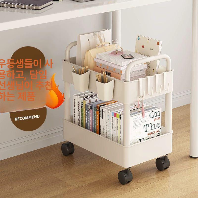 이동식 책꽂이 책장 사무실 수납함 정리함 틈새 5단책장 틈새책장 2단책장 책장5단 3단책장 5겹 보관용품 후크x4+걸이상자x2 A - 상세 이미지 2