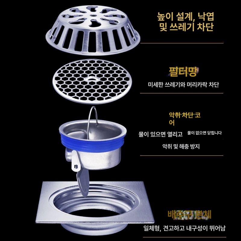 루프드레인 벽체 옥상 배수구 막힘방지 주철 덮개 욕실 배관자재 배관커버 수도배관 배관덮개 100x100mm 50관 304 50관 - 상세 이미지 4