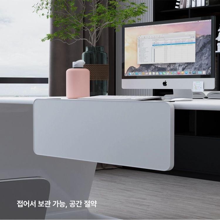 컴퓨터책상 연장 접이식 폴딩홀더 키보드 책상 1인책상 사무실 호두나무 65x25CM 원형 모서리 - 상세 이미지 2