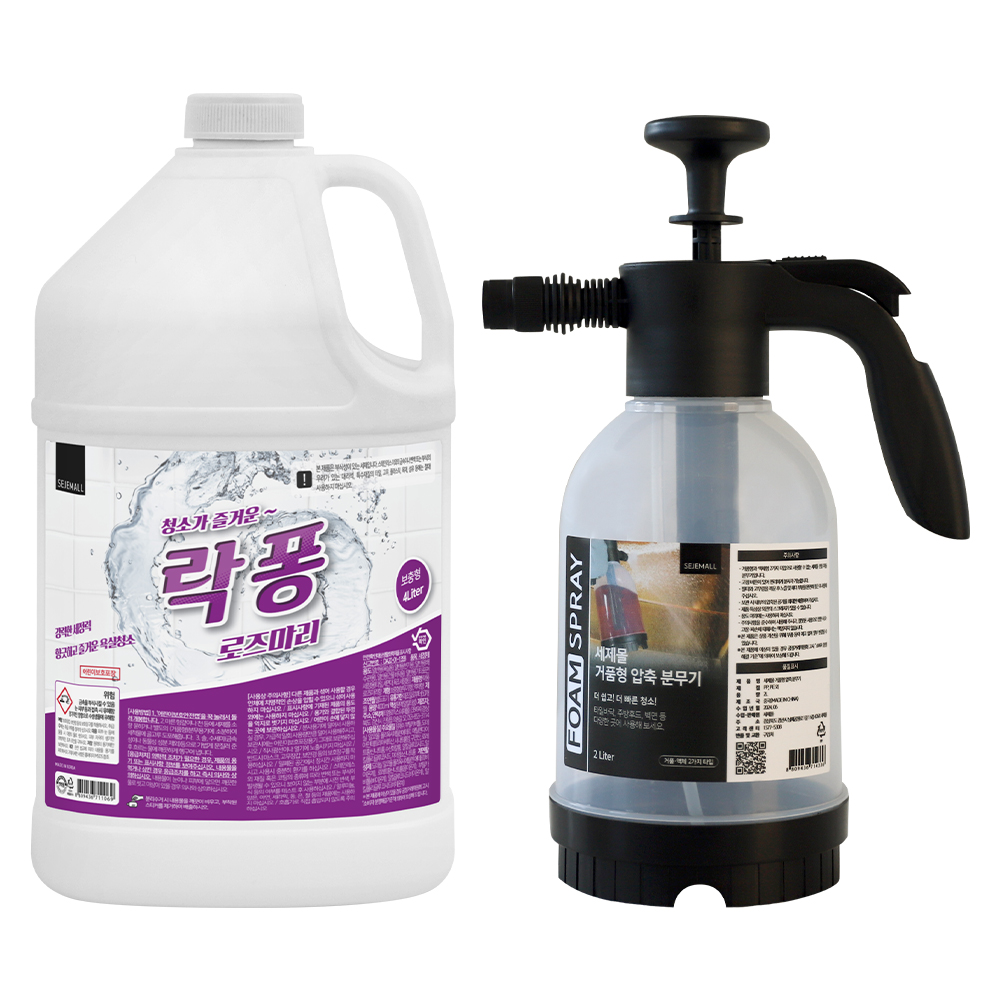 락퐁 4L+압축분무기 세트 욕실 화장실 청소세제 세정제 자동분사 거품 스프레이 폼건 - 상세 이미지 3