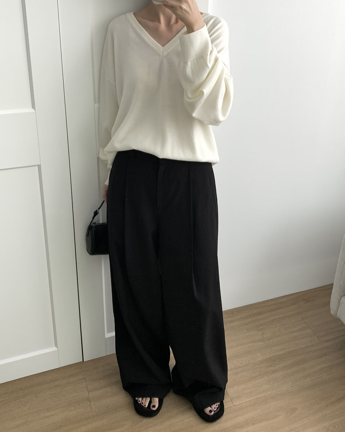 [일부당일] 아웃핏 갈라 팬츠 와이드 스판 슬랙스 (2c) - 상세 이미지 4