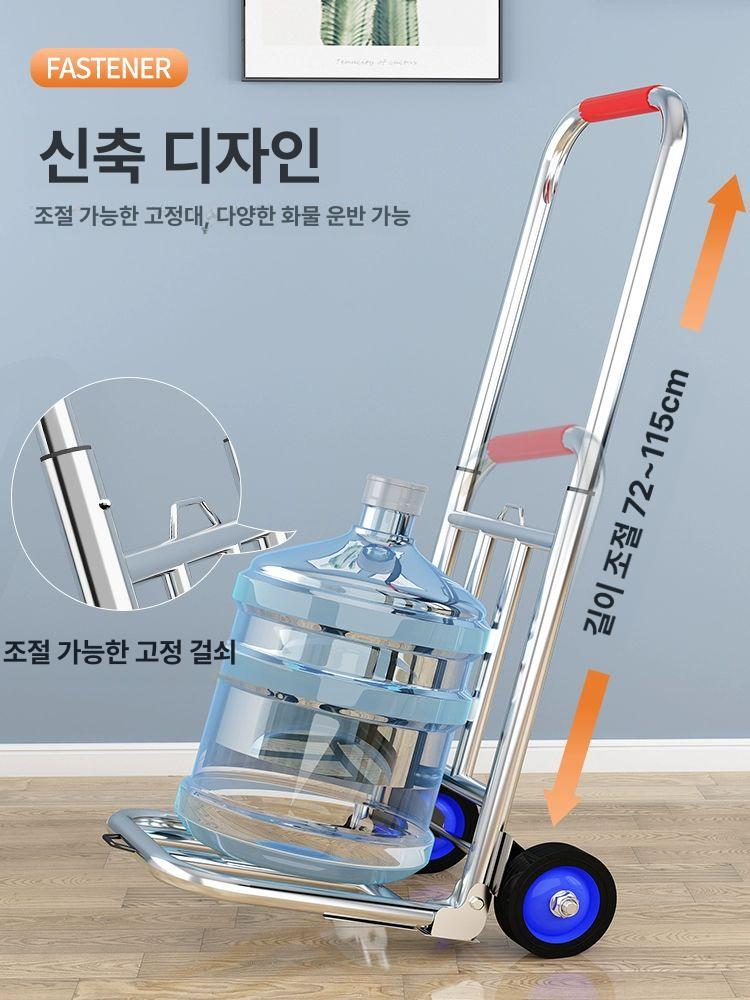 접이식 스테인레스 구르마 택배 핸드카 운반카 접이식카트 접이식구르마 핸드카트 운반카트 업그레이드 중형 PU 바퀴 3개 - 상세 이미지 4