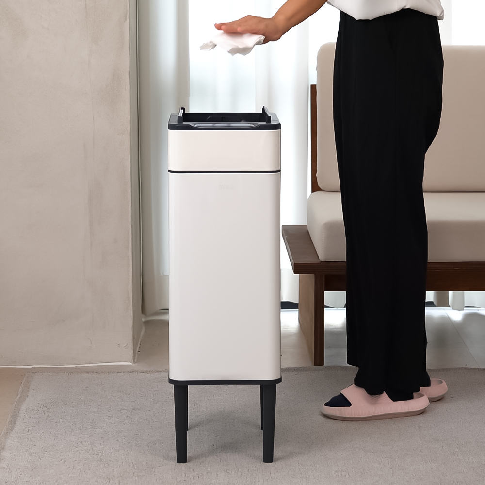 [모던] 미엘루 센서 휴지통 스마트 주방 기저귀 쓰레기통 O에디션 / 30L, 크림화이트 - 상품 이미지